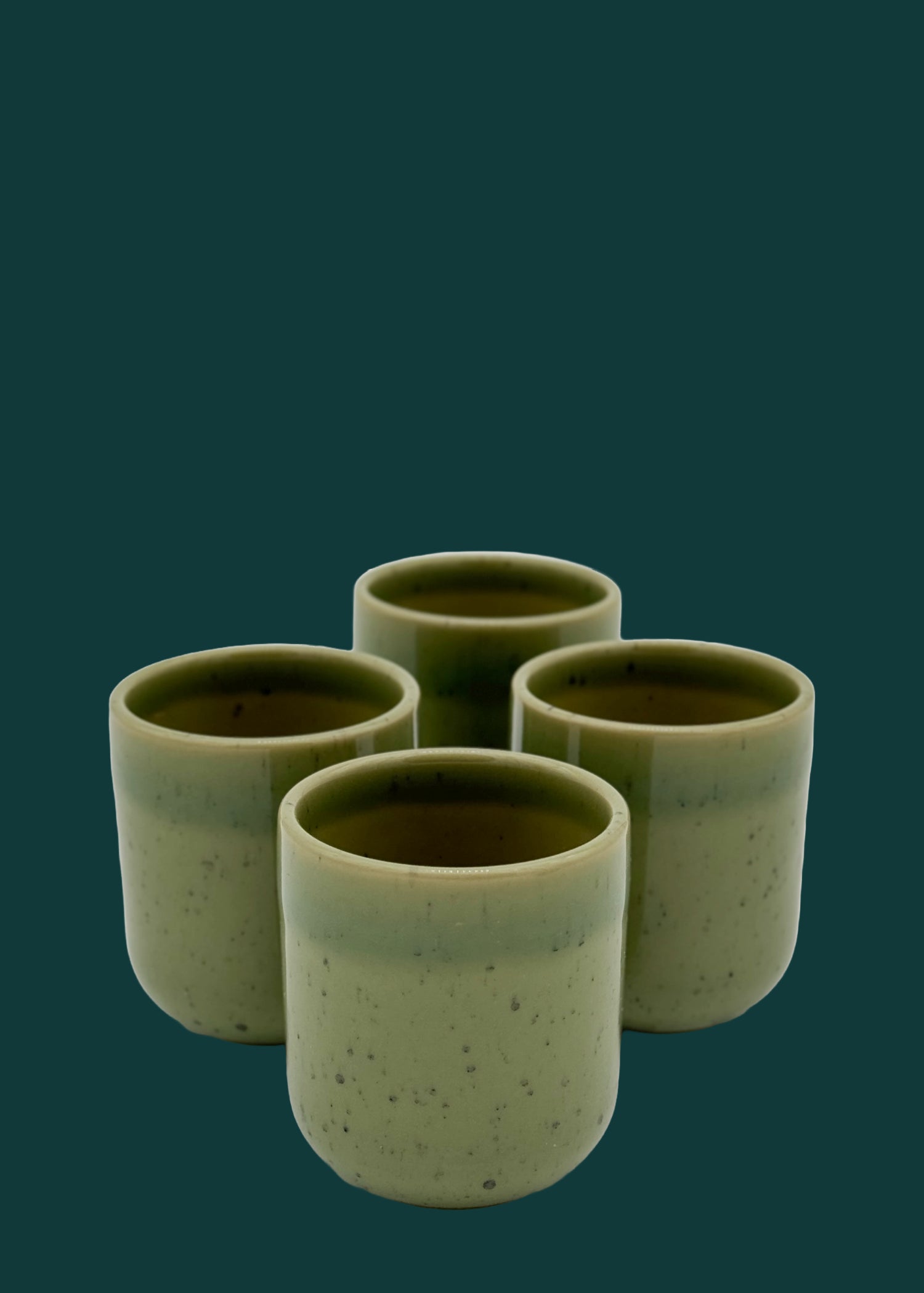 4-er Set Espressobecher Gunnar - grün gesprenkelt
