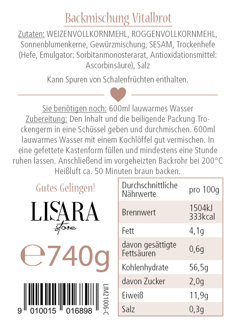 Herzschüssel große Liebe - Himbeersahne mit Backmischung Lisara Vitalbrot