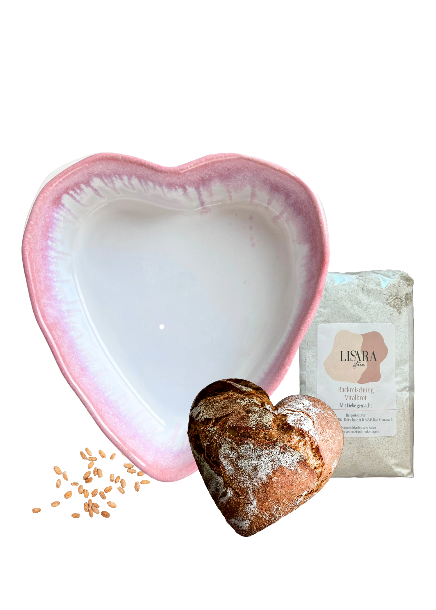 Herzschüssel große Liebe - Himbeersahne mit Backmischung Lisara Vitalbrot