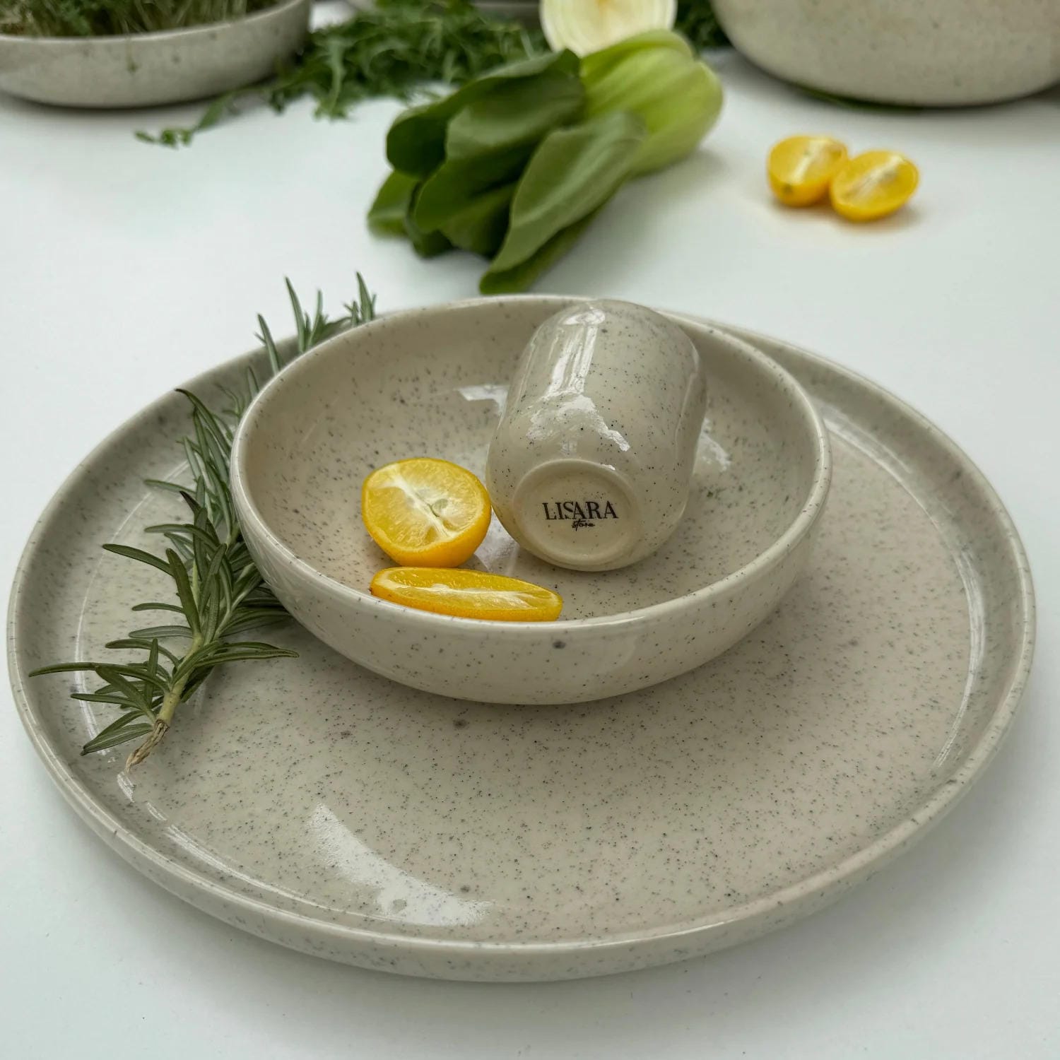 6-er Set Bowl Dorle - creme gesprenkelt
