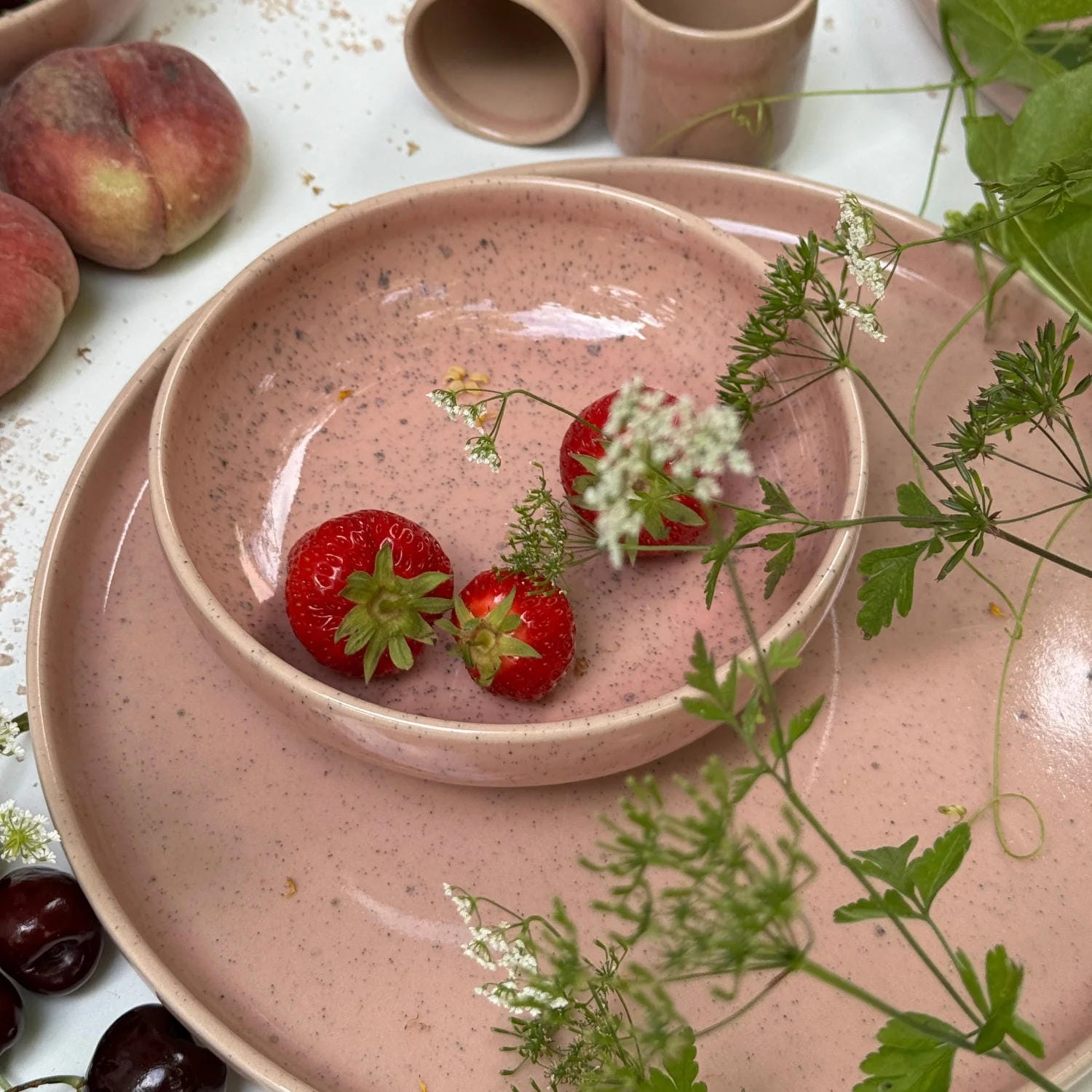 Espressobecher Gunnar-rosa gesprenkelt