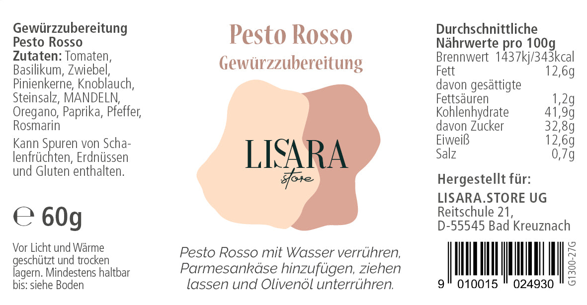 Herzschüssel kleine Liebe - Immergrün mit Herznudeln und Pesto Rosso