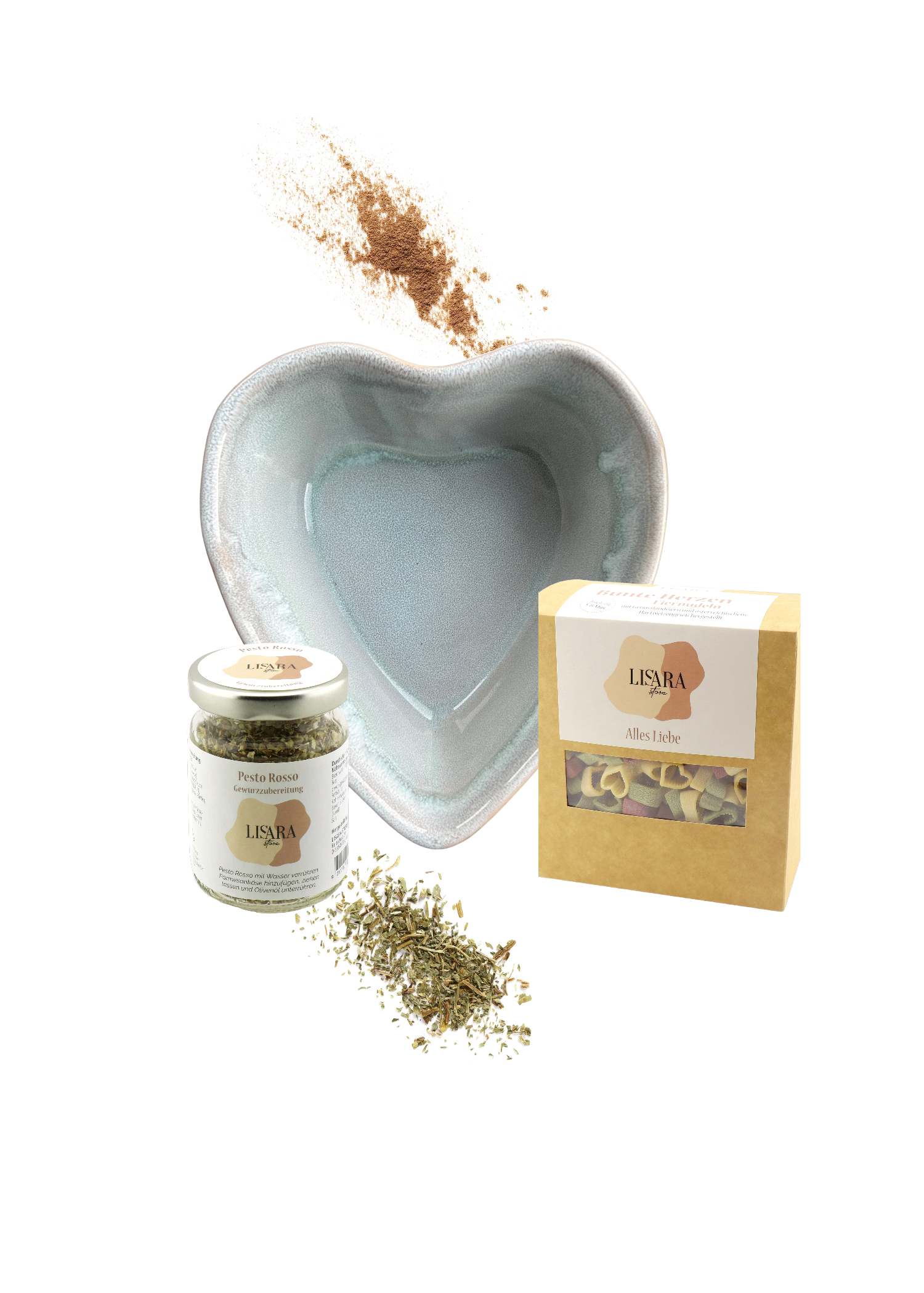 Herzschüssel kleine Liebe - Frau Holle mit Herznudeln und Pesto Rosso