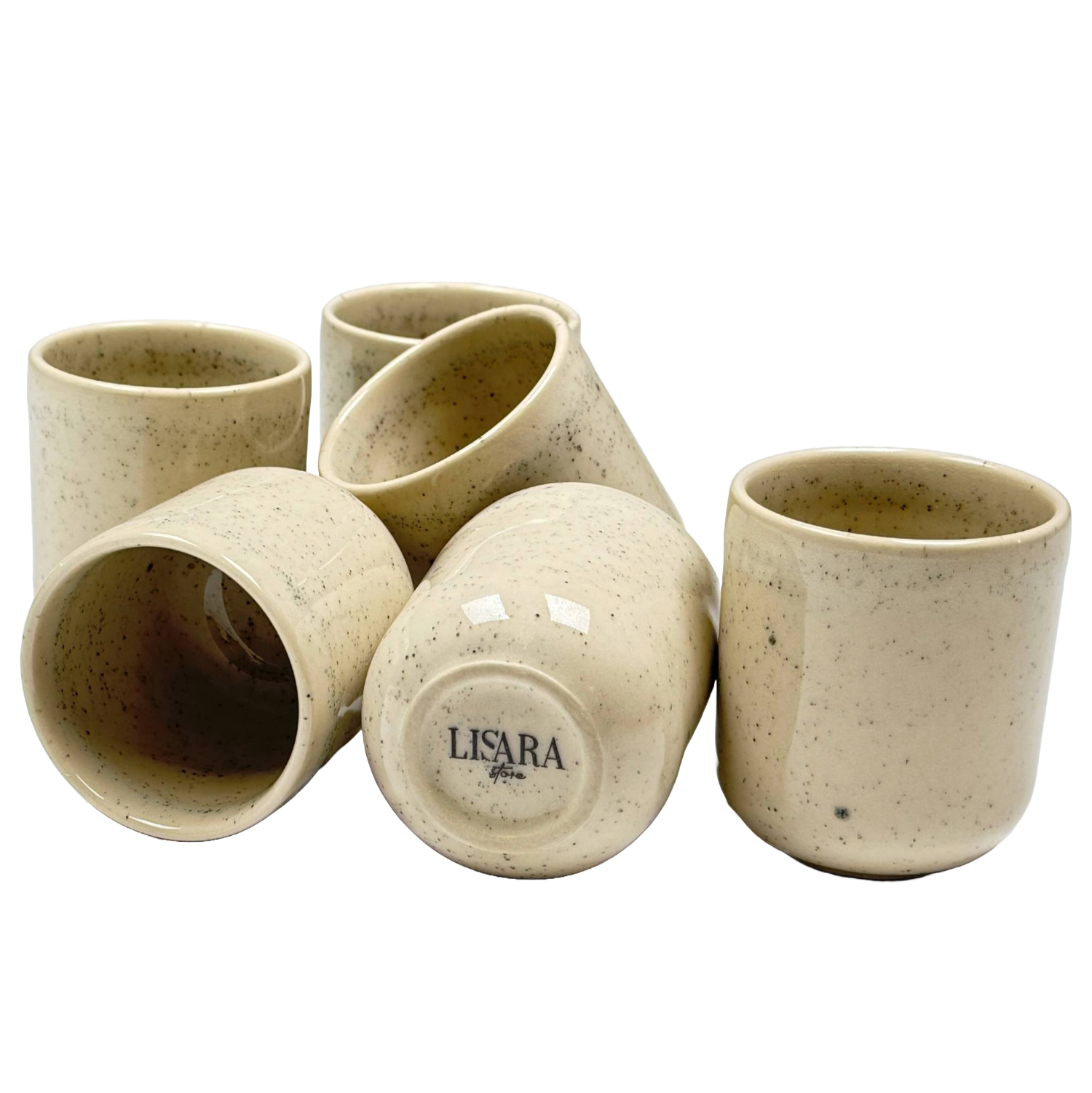 6-er Set Espressobecher Gunnar - creme gesprenkelt