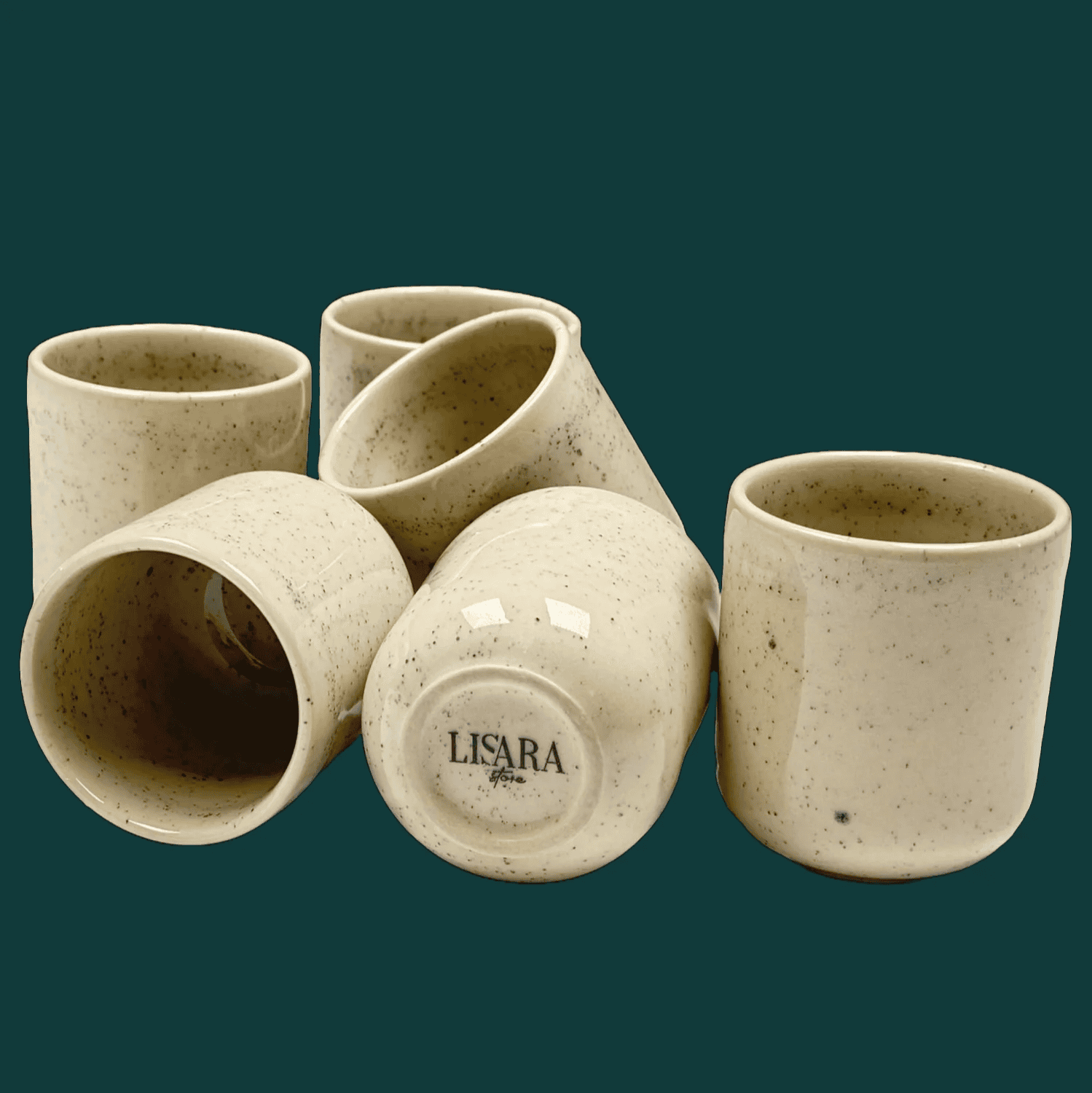 6-er Set Espressobecher Gunnar - creme gesprenkelt