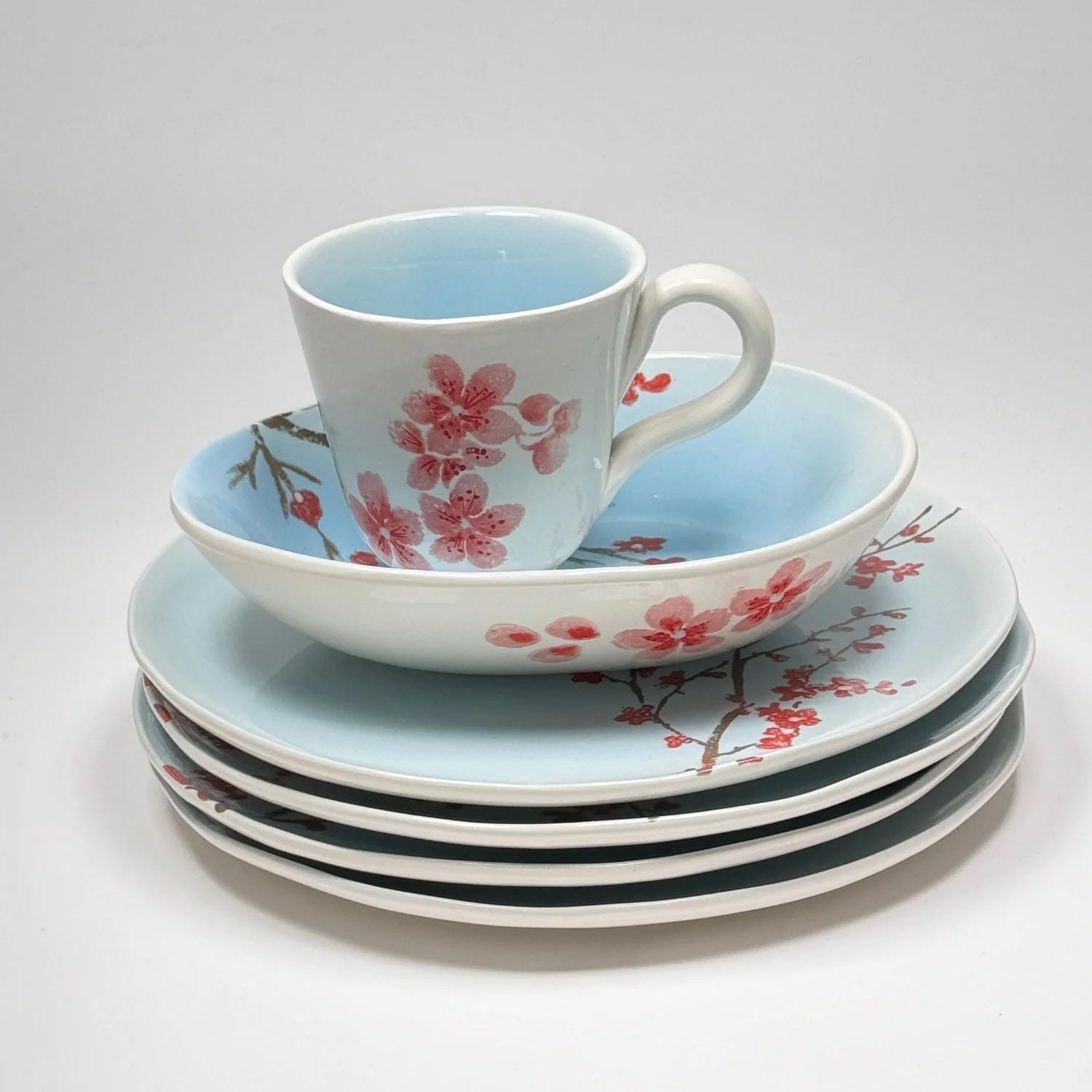 Bowl oval Pfirsichblüte Himmelblau
