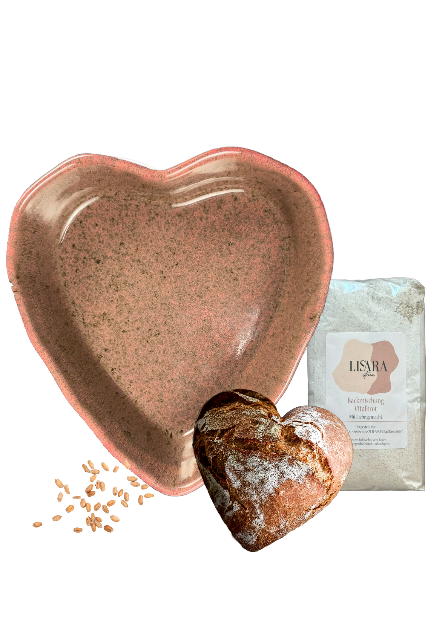 Herzschüssel große Liebe - Pflaume mit Backmischung Lisara Vitalbrot