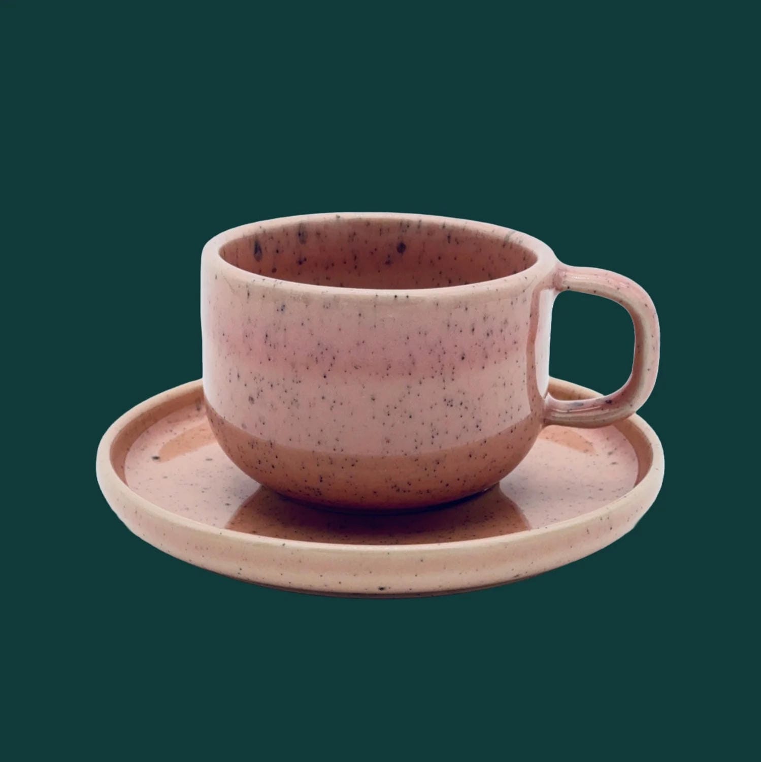 Set Tasse + Teller Emma - rosa gesprenkelt