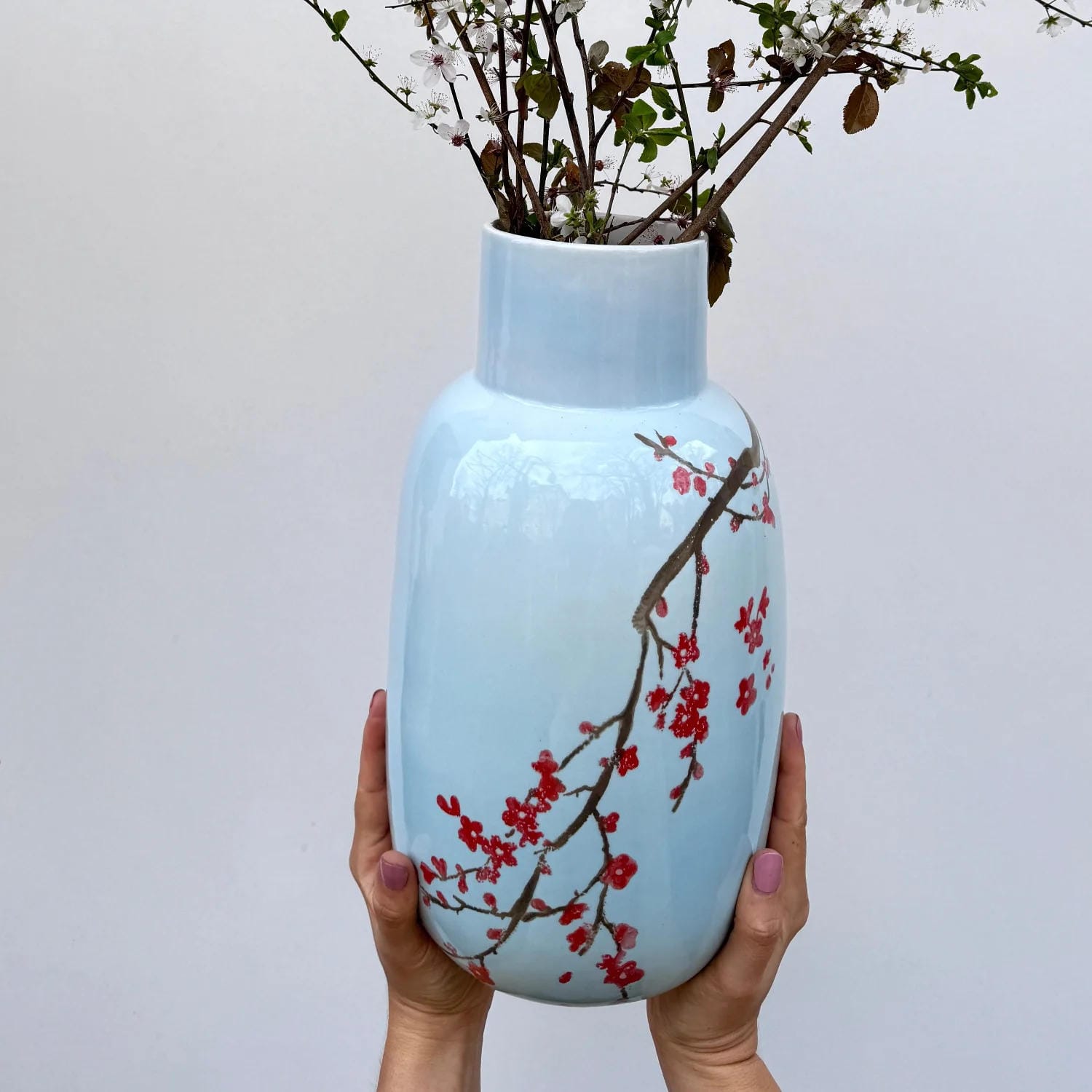 Schale oval Pfirsichblüte Himmelblau