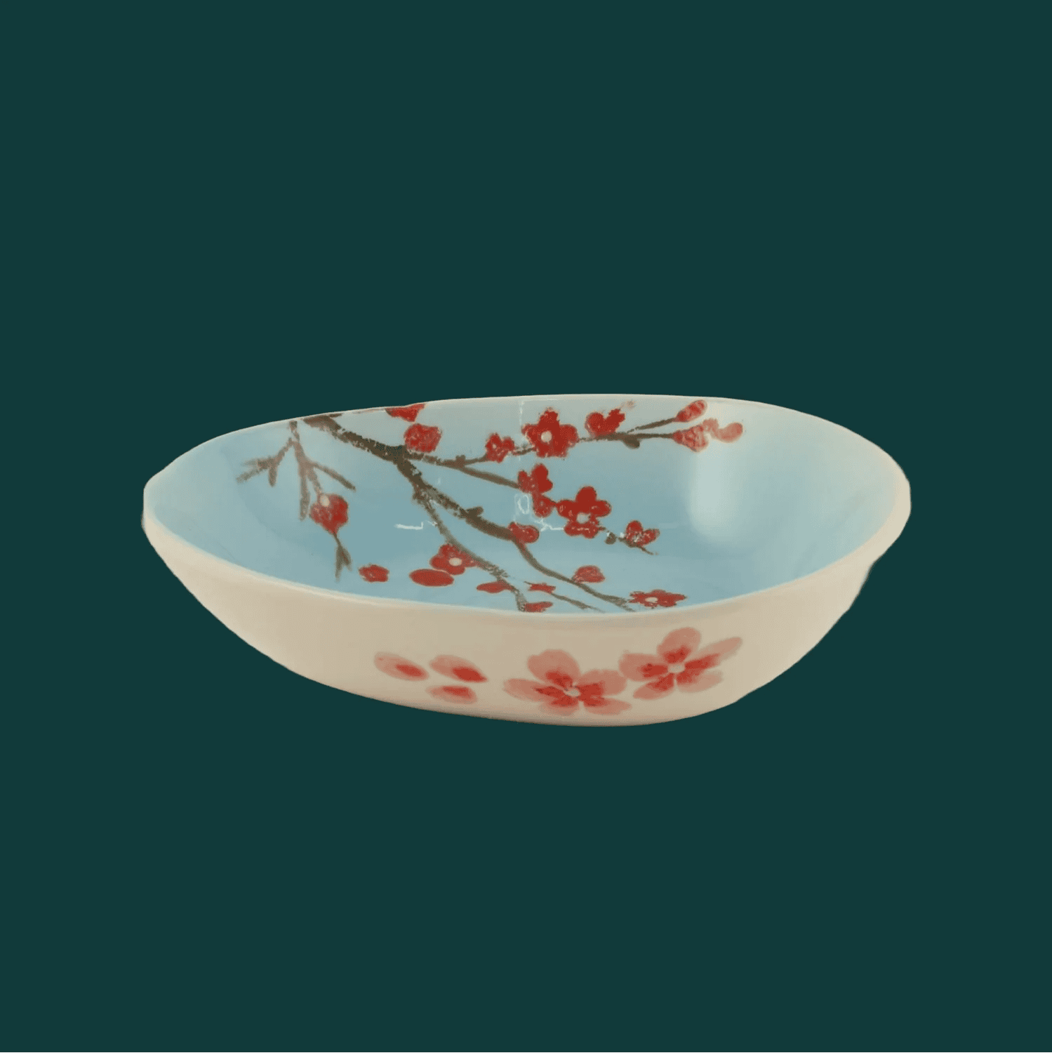 Bowl oval Pfirsichblüte Himmelblau