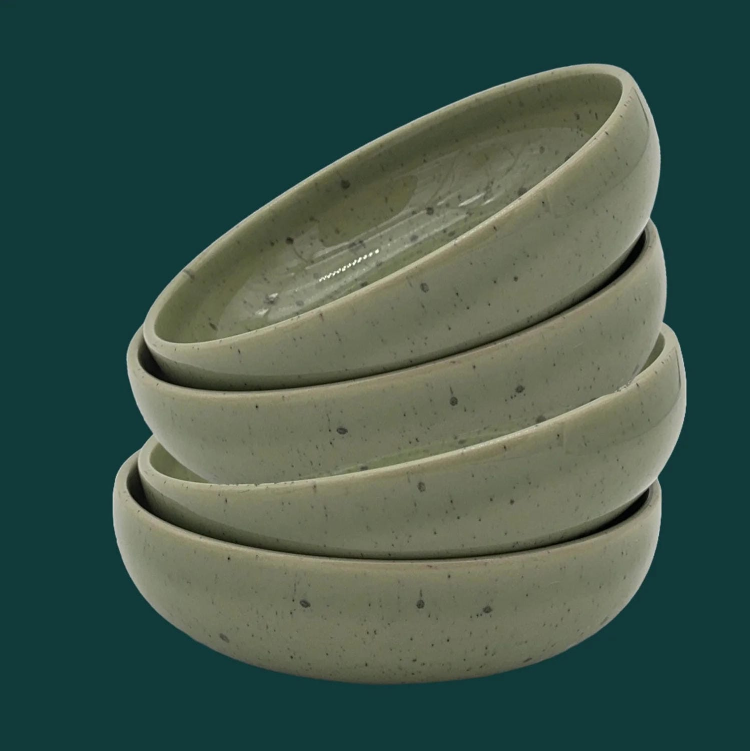 4-er Set Bowl Dorle - grün gesprenkelt