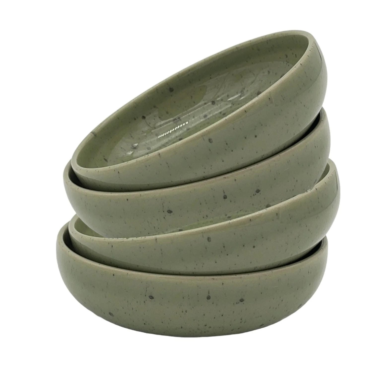 4-er Set Bowl Dorle - grün gesprenkelt