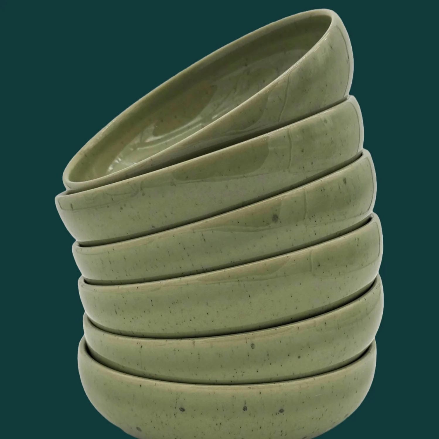 6-er Set Bowl Dorle - grün gesprenkelt