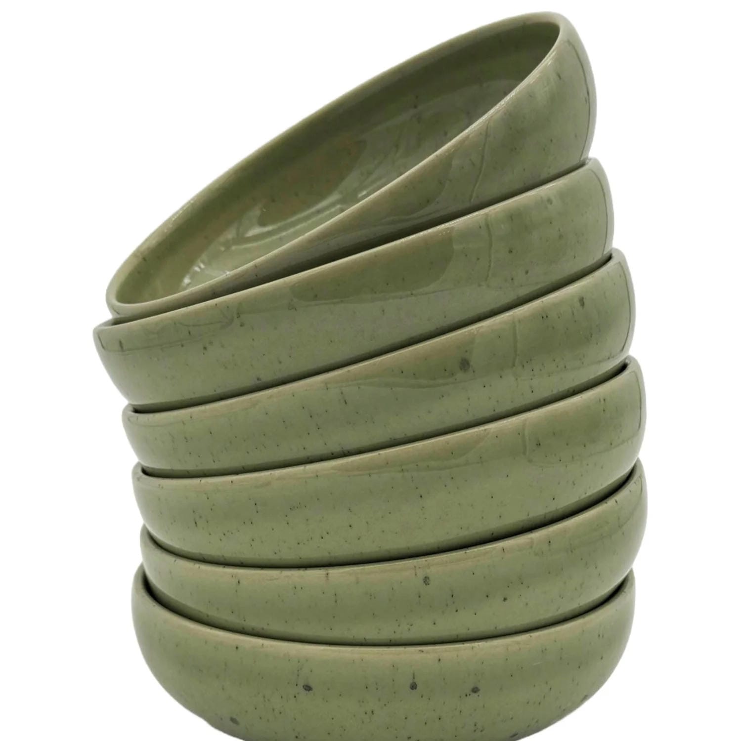 6-er Set Bowl Dorle - grün gesprenkelt