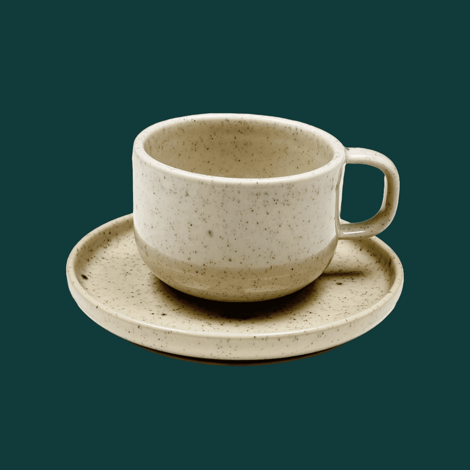Set Tasse + Teller Emma - creme gesprenkelt