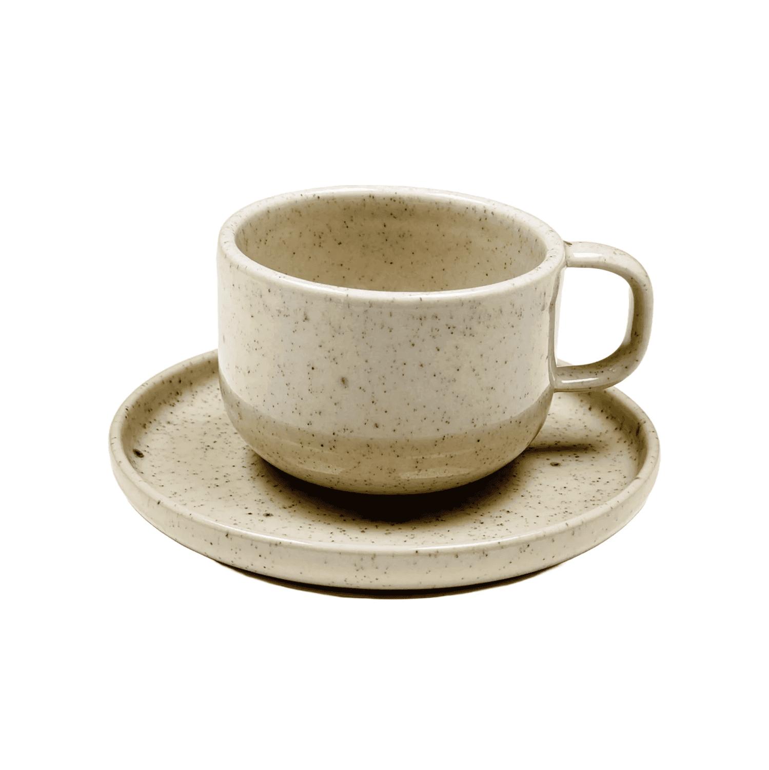 Set Tasse + Teller Emma - creme gesprenkelt