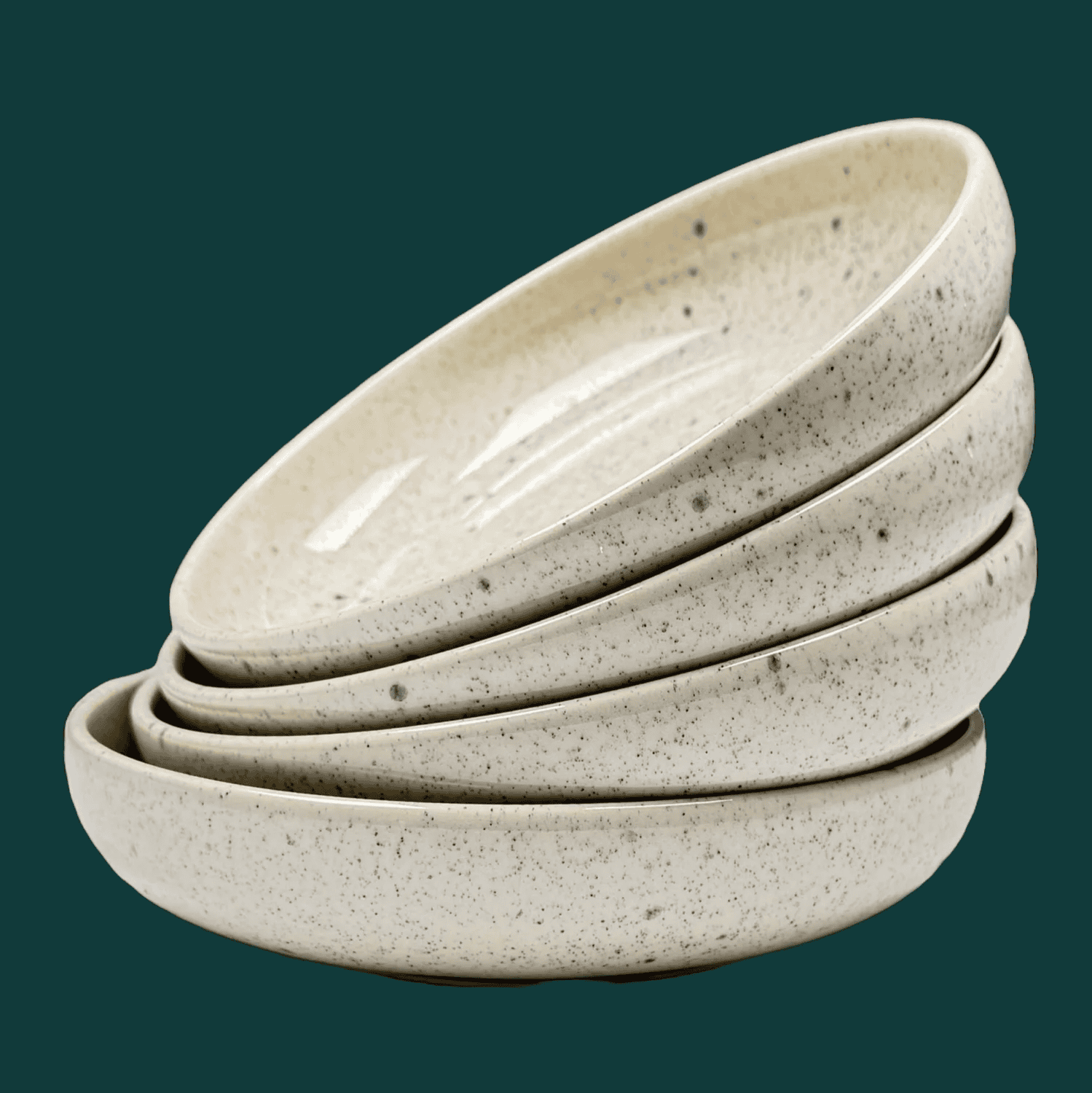 4-er Set Pastabowl Annika - creme gesprenkelt