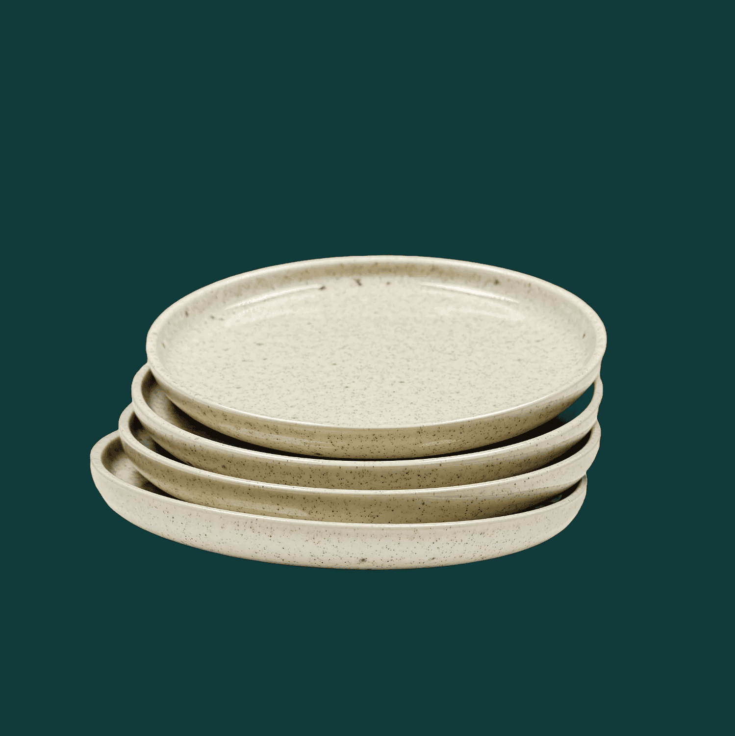 4-er Set Teller Hänschen - creme gesprenkelt