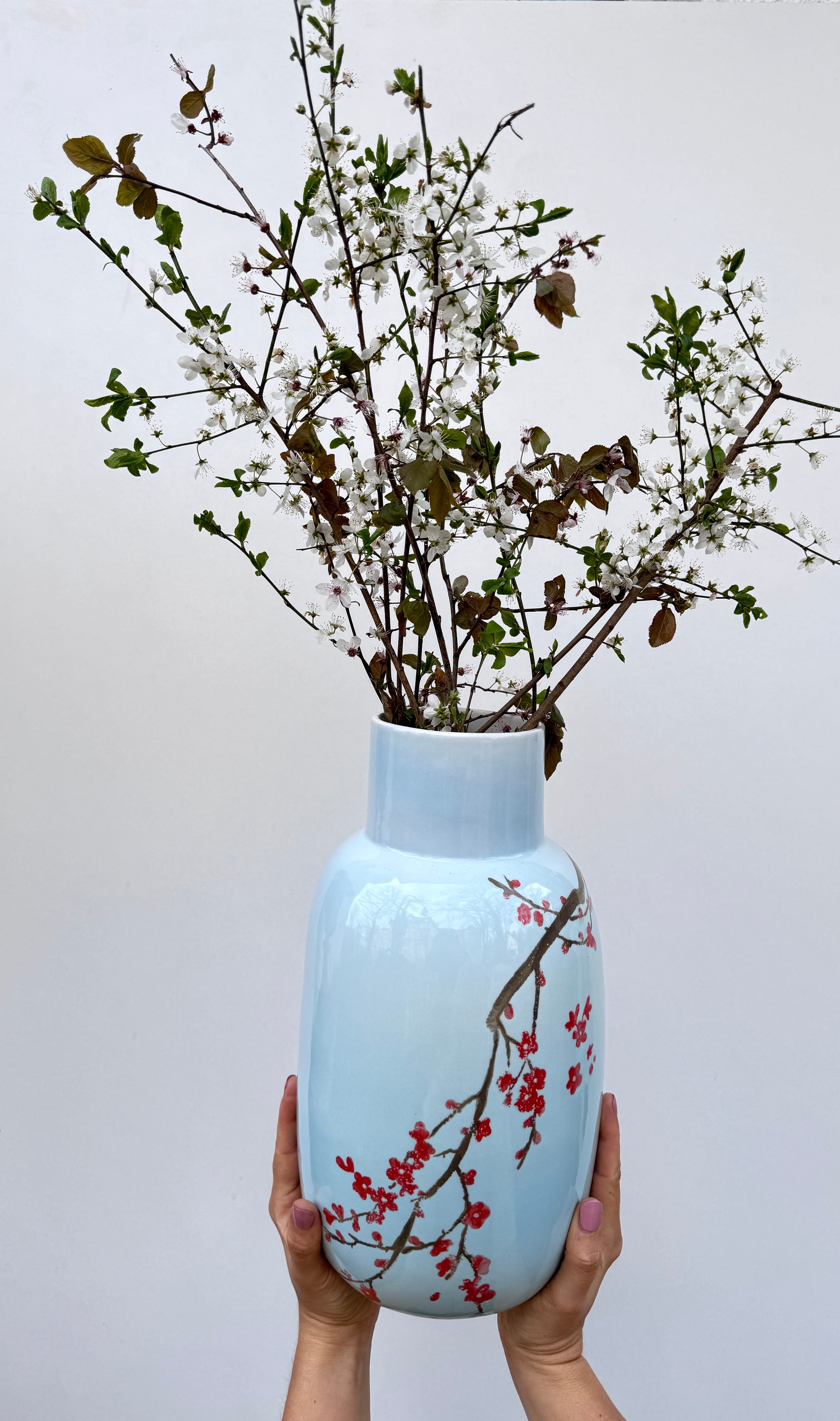 Vase Pfirsichblüte Himmelblau